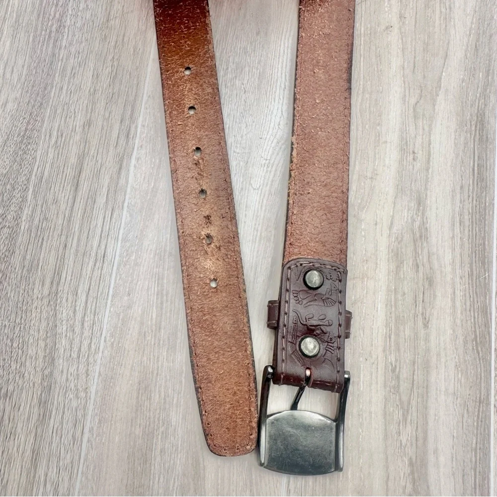 Australian Tooled Leather Belt Kangaroos Boomerangs Size 36 | Made in Australia